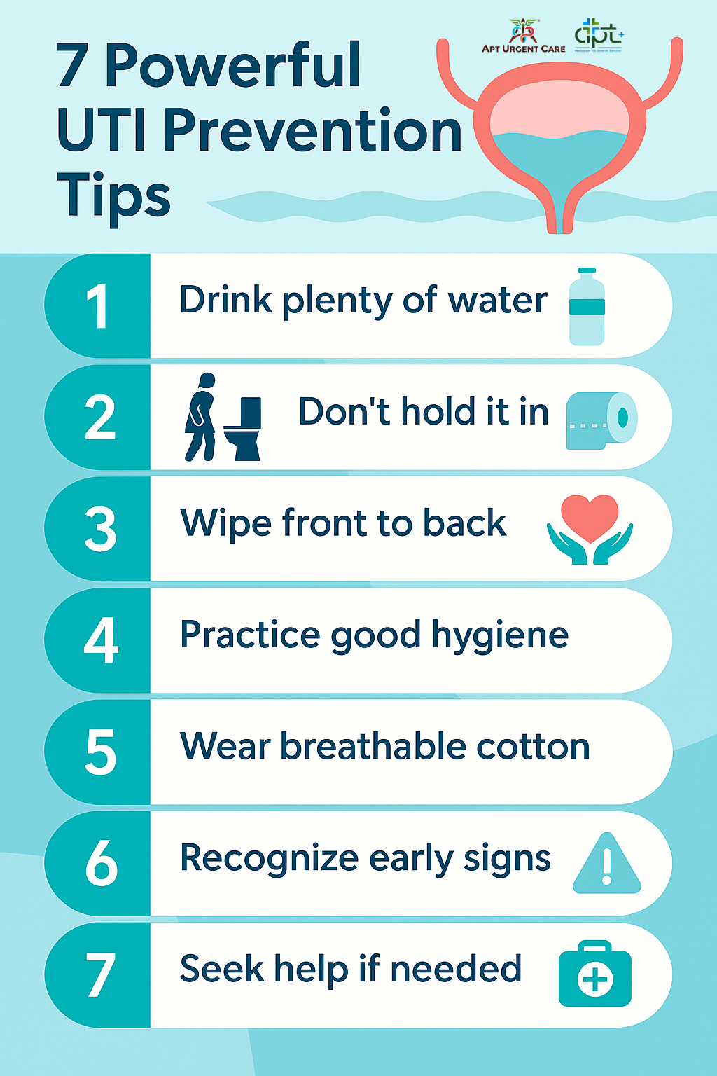 checklist of daily UTI prevention habits for seniors, printable infographic